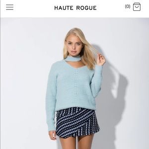 Haute Rogue Blue black asymmetrical woven wrap skirt- currently sold out online